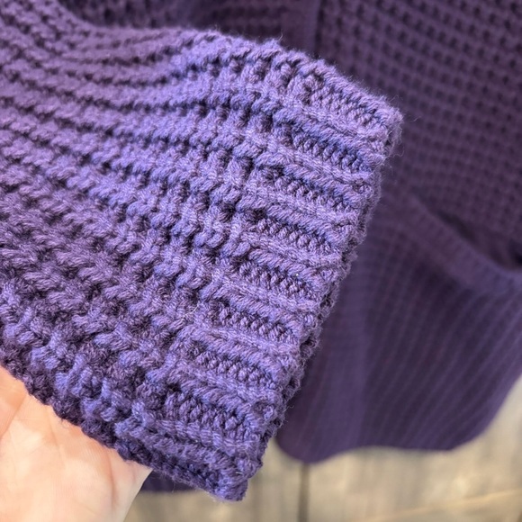 Lands End Women's 1X Purple Shawl Collar Sweater Cardigan Chunky Knit - Picture 7 of 11